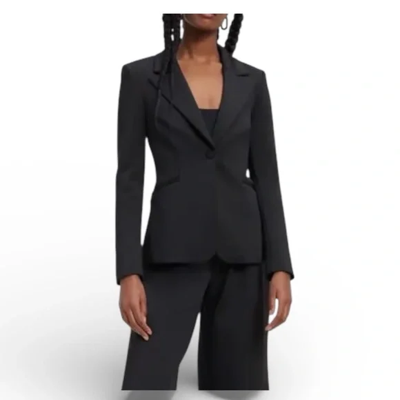 Good American Scuba Tailored Black Blazer Jacket NWT Size Small $189 GJK0112 - Picture 1 of 11